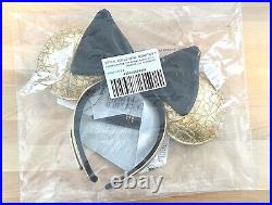 Disney Parks WDW 50th Anniversary Loungefly Gold Leather Luxe Ears Headband NEW