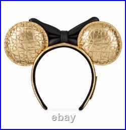 Disney Parks WDW 50th Anniversary Loungefly Gold Leather Luxe Ears Headband NEW