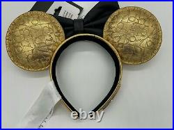 Disney Parks WDW 50th Anniversary Loungefly Gold Leather Luxe Ears Headband NWT