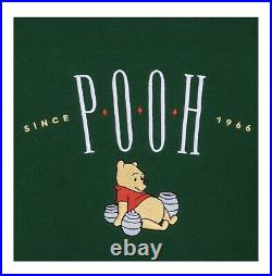 Disney Parks Winnie The Pooh Green Embroidered Pullover Sweater Sweatshirt Large