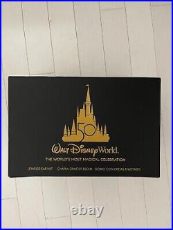 Disney World 50th Anniversary Jeweled Mickey Ear Hat Gold Luxe Disney Parks NWT