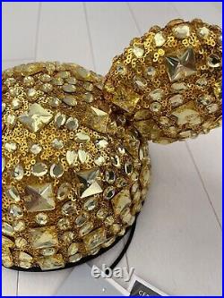 Disney World 50th Anniversary Jeweled Mickey Ear Hat Gold Luxe Disney Parks NWT