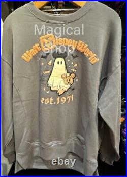 Disney World Parks 2024 Halloween Mickey Ghosty Embroidered Sweatshirt Adult XS