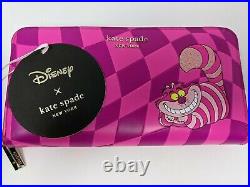 Kate Spade Cheshire Cat Alice In Wonderland Pink Zip Wallet Disney Parks