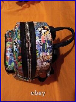 Loungefly Disney Parks Map Icon Collage Mini Backpack Mickey Donald Castle NWT