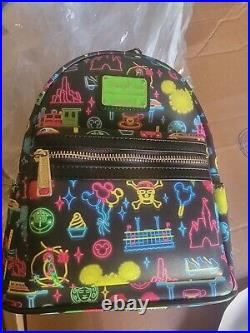 Loungefly Disney Parks Neon Attractions Backpack New With Tags NWT