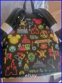Loungefly Disney Parks Neon Attractions Backpack New With Tags NWT