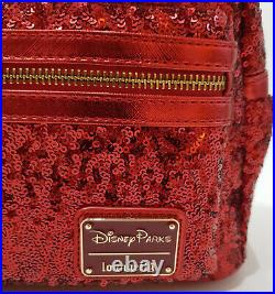 Loungefly x Disney Parks Red Minnie Mouse Sequin Mini Backpack Bag Exclusive