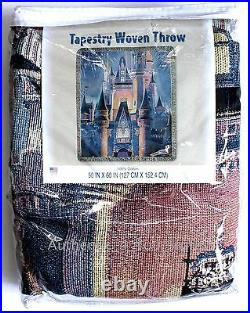 NEW Disney Parks Cinderella Castle & Fireworks Tapestry Woven Throw Blanket