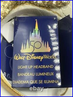 NEW Disney Parks Disney World 50th Anniversary Minnie Ears Light Up Headband