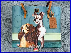 NEW Disney Parks Dooney & Bourke Lady And The Tramp Tote Bag Blue Green Brown