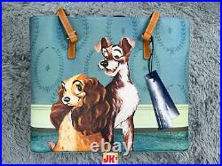 NEW Disney Parks Dooney & Bourke Lady And The Tramp Tote Bag Blue Green Brown