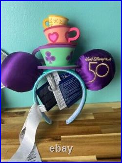 NEW Disney Parks Ears Mickey Minnie 50th Mad Hatter Tea Party, Space Mountain