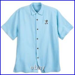 NEW Disney Parks Tommy Bahama Mickey Mouse Embroidered Blue Camp Shirt Small