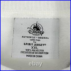 NEWithNWT Disney Parks White & Silver Fuzzy Embroidered SPIRIT JERSEY Size XXL