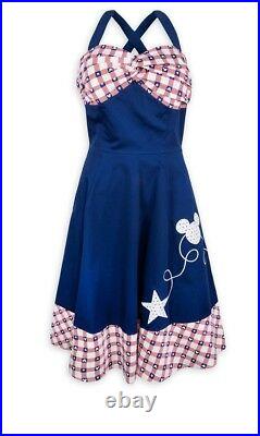 NWT Disney Parks Dress Shop Womens Americana 4th of July Dress XS S M