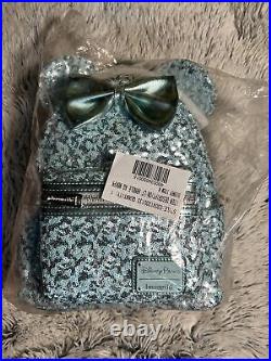 NWT Disney Parks Loungefly Frozen Arendelle Aqua Sequin Backpack
