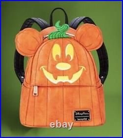 NWT Disney Parks Loungefly Halloween MICKEY PUMPKIN Jack O' Lantern Backpack