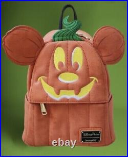 NWT Disney Parks Loungefly Halloween MICKEY PUMPKIN Jack O' Lantern Backpack