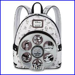 NWT Disney Parks Mickey Mouse Steamboat Willie Loungefly Mini Backpack Disney100