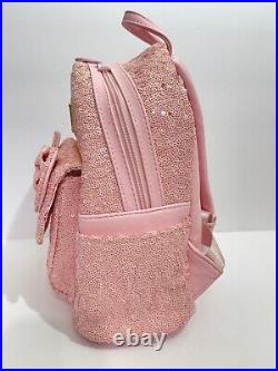 NWT Disney Parks Millennial Pink bow Sequins loungefly mini Backpack Bag