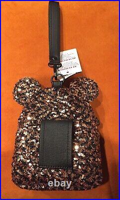 NWT Disney Parks Minnie Sequin Belle Bronze Black Loungefly Backpack Wristlet