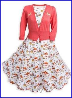 NWT Disney Parks The Dress Shop Main Street U. S. A Womens 2 Piece Dress & Sweater