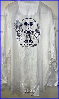 NWT Disney Parks Tommy Bahama Mickey Mouse Surf Beach Button Down 3XL 100% Linen