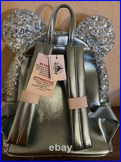 NWT Disney Parks x Loungefly Arendelle Aqua Sequin Mini Backpack & Ears