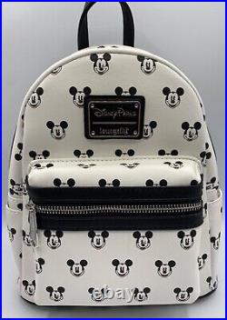 NWT Loungefly Disney Parks MICKEY MOUSE FACES Mini Backpack & Clutch Wallet Set