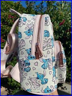 NWT Loungefly Disney Parks Valentine Stitch & Angel Hearts Mini Backpack