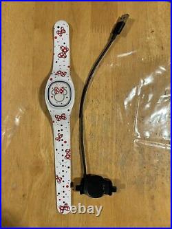 Rare! Disney Parks Minnie Red Bow Icon Polka Dot White Magic Band Plus No Box